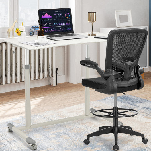 Height Adjustable Computer Desk Sit to Stand Rolling Notebook Table -Black - Set Shop and Smile