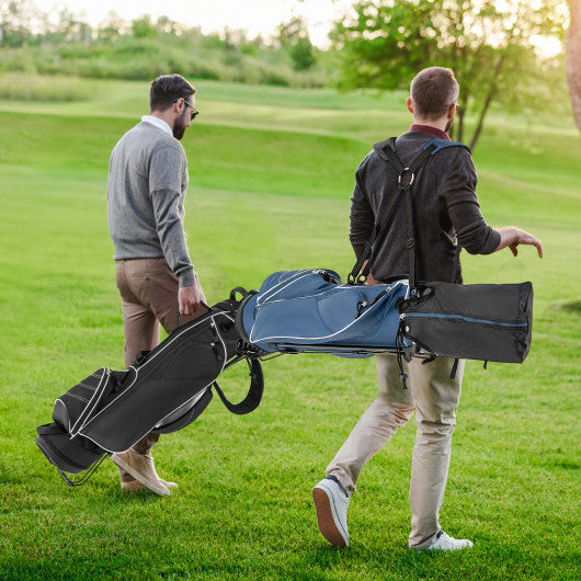 Golf Stand Cart Bag with 4 Way Divider Carry Organizer Pockets-Blue - Set Shop and Smile