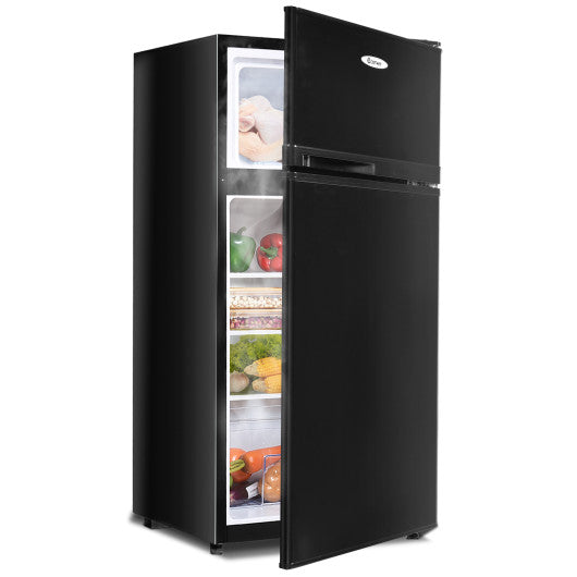 2 Doors Cold-rolled Sheet Compact Refrigerator-Black - Set Shop and Smile