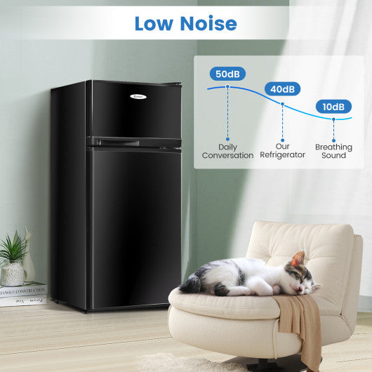 2 Doors Cold-rolled Sheet Compact Refrigerator-Black - Set Shop and Smile