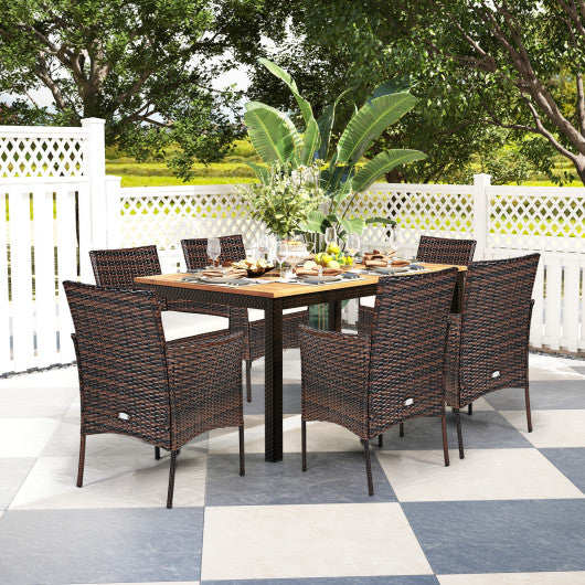 2 Pieces Outdoor PE Rattan Armchairs with Removable Cushions - Set Shop and Smile