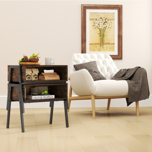 2 Pieces Stackable Night Stand Bedside End Table Set