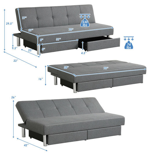 3-Seat Convertible Sofa Bed with 2 Large Drawers and 3 Adjustable Angles - Set Shop and Smile