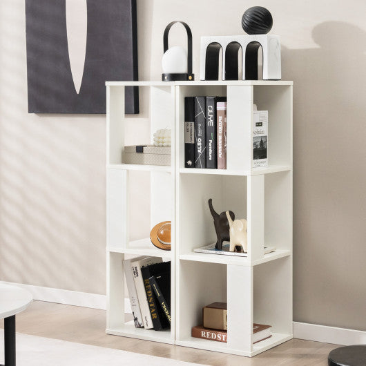 3-Tier 6 Cube Freestanding Bookcase with Anti-toppling Device-White - Set Shop and Smile
