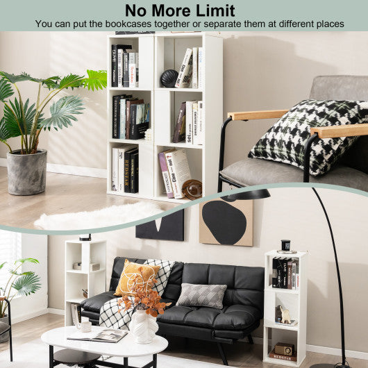 3-Tier 6 Cube Freestanding Bookcase with Anti-toppling Device-White - Set Shop and Smile