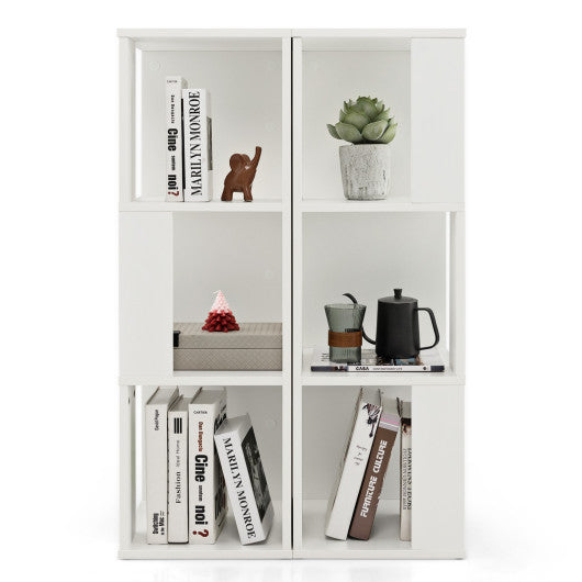 3-Tier 6 Cube Freestanding Bookcase with Anti-toppling Device-White - Set Shop and Smile