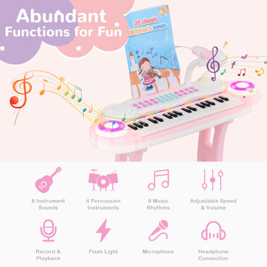 37-key Kids Electronic Piano Keyboard Playset-Pink
