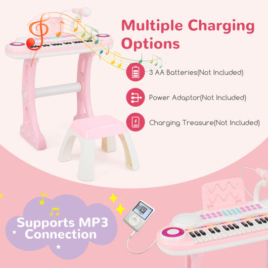37-key Kids Electronic Piano Keyboard Playset-Pink