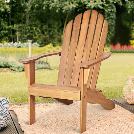 Acacia Wood Outdoor Adirondack Chair with Ergonomic Design-Gray - Set Shop and Smile