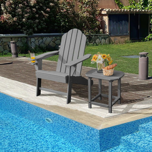 Outdoor Adirondack Chair with Built-in Cup Holder for Backyard Porch-Black - Set Shop and Smile