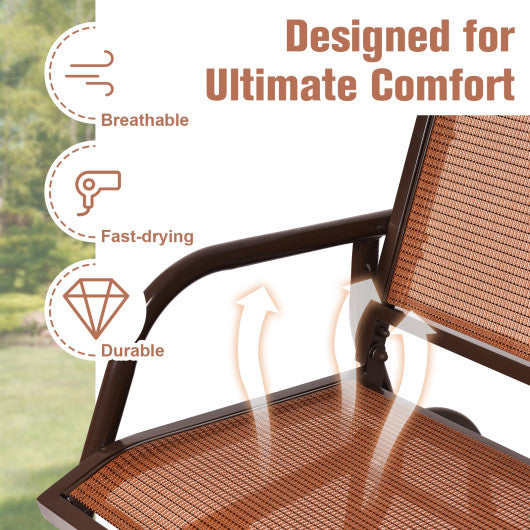 Swing Glider Chair 48 Inch Loveseat Rocker Lounge Backyard-Beige - Set Shop and Smile