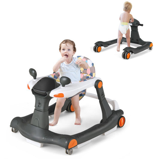 2-in-1 Foldable Activity Push Walker with Adjustable Height-Black - Set Shop and Smile