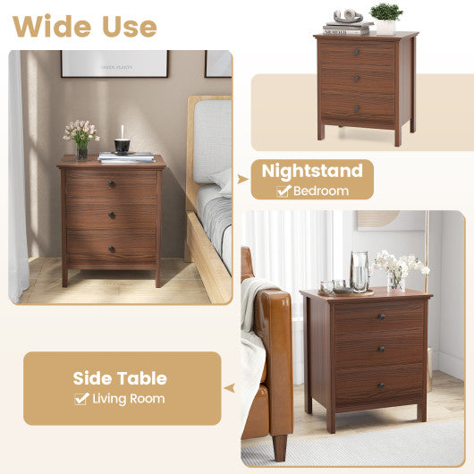 3 Drawers Nightstand Beside End Side Table Accent Table