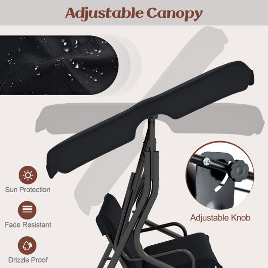 3 Seats Patio Canopy Cushioned Steel Frame Swing Glider Hammock-Blue - Set Shop and Smile