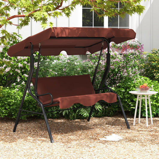 3 Seats Patio Canopy Swing-brown - Set Shop and Smile