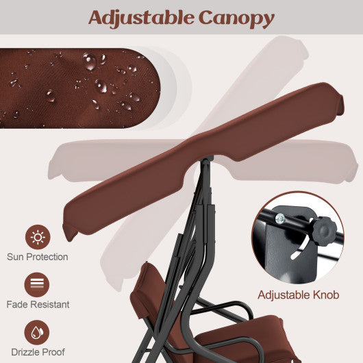 3 Seats Patio Canopy Swing-brown - Set Shop and Smile
