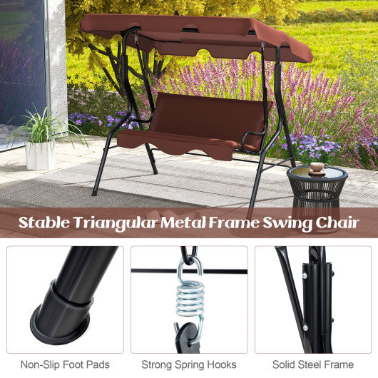 3 Seats Patio Canopy Swing-brown - Set Shop and Smile