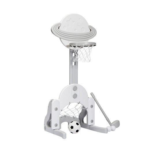 3 in 1 Kids Basketball Hoop Set with Balls-White - Set Shop and Smile