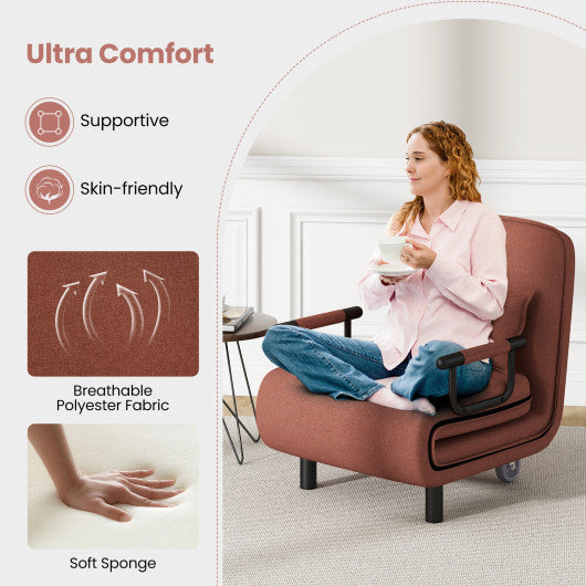 Convertible Folding Leisure Recliner Sofa Bed-Coffee - Set Shop and Smile