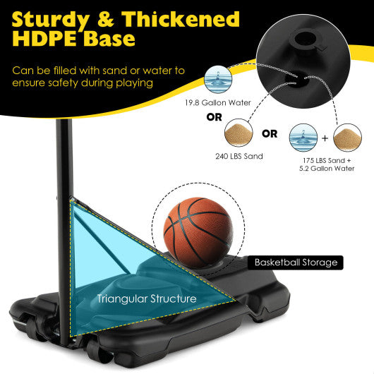 4.25-10 Feet Portable Adjustable Basketball Goal Hoop System - Set Shop and Smile