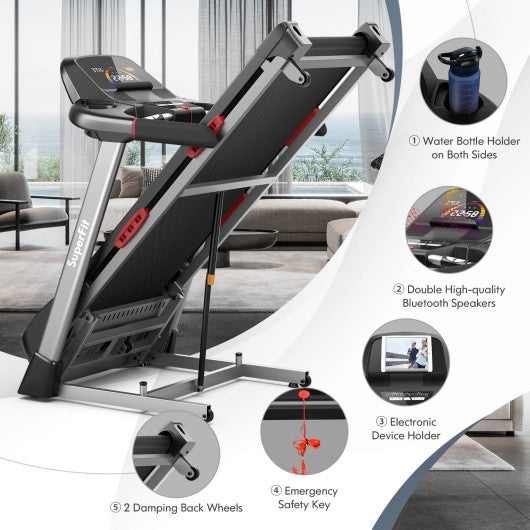 4.75 HP Folding Treadmill with Auto Incline and 20 Preset Programs-Black - Set Shop and Smile