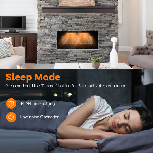 42 Inch Ultra-Thin Electric Fireplace with Decorative Crystals and Smart APP Control-42 inch