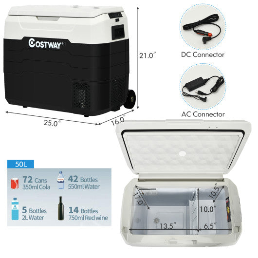 42 QT Portable Dual-Zone Car Refrigerator-White - Set Shop and Smile