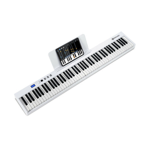 88-Key Foldable Digital Piano with MIDI and Wireless BT-White - Set Shop and Smile