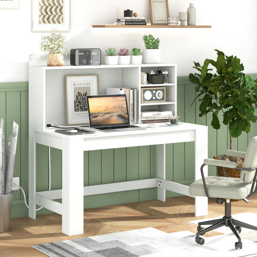 48 Inch Writing Computer Desk with Anti-Tipping Kits and Cable Management Hole-White