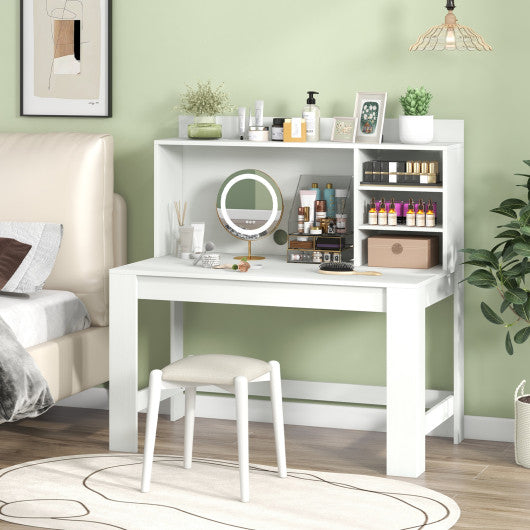 48 Inch Writing Computer Desk with Anti-Tipping Kits and Cable Management Hole-White