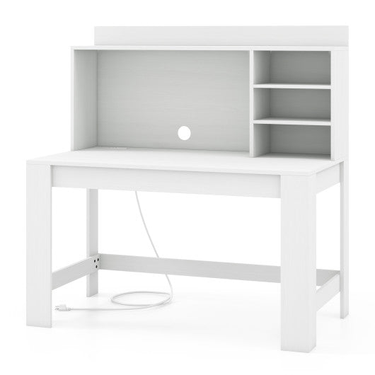 48 Inch Writing Computer Desk with Anti-Tipping Kits and Cable Management Hole-White