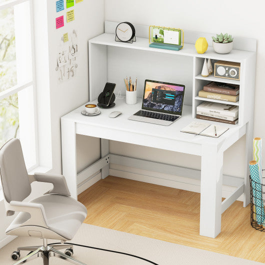 48 Inch Writing Computer Desk with Anti-Tipping Kits and Cable Management Hole-White