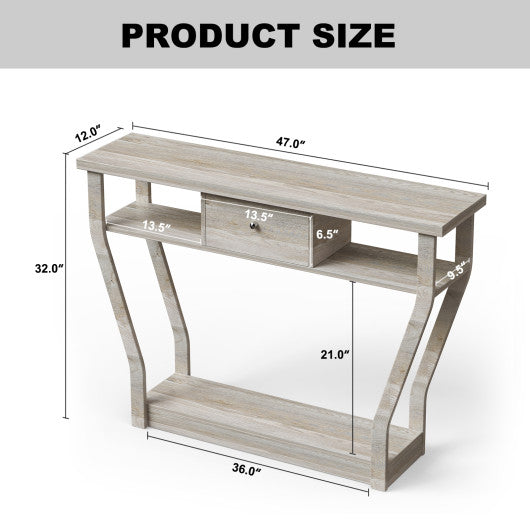 Modern Sofa Accent Table with Drawer-Gray - Set Shop and Smile