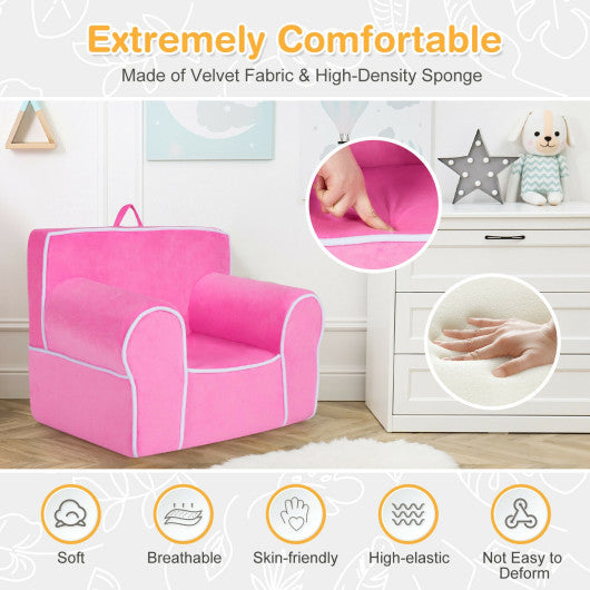 Upholstered Kids Sofa with Velvet Fabric and High-Quality Sponge-Blue - Set Shop and Smile