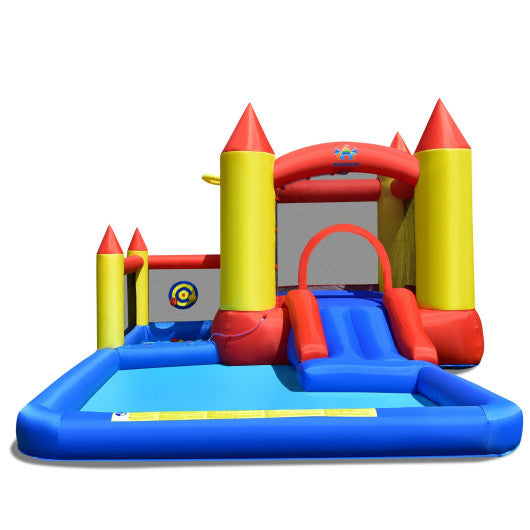 Inflatable Water Slide Castle Kids Bounce House with 480W Blower - Set Shop and Smile