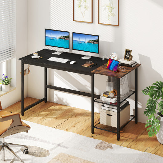 59 Inch Home Office Computer Desk with Removable Storage Shelves-Black