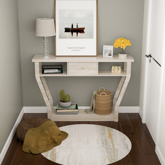 Modern Sofa Accent Table with Drawer-Gray - Set Shop and Smile