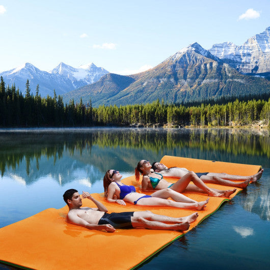 12 x 6 Feet 3 Layer Floating Water Pad-Orange - Set Shop and Smile