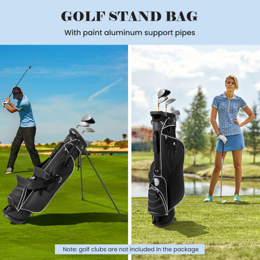 Golf Stand Cart Bag with 4 Way Divider Carry Organizer Pockets-Black - Set Shop and Smile