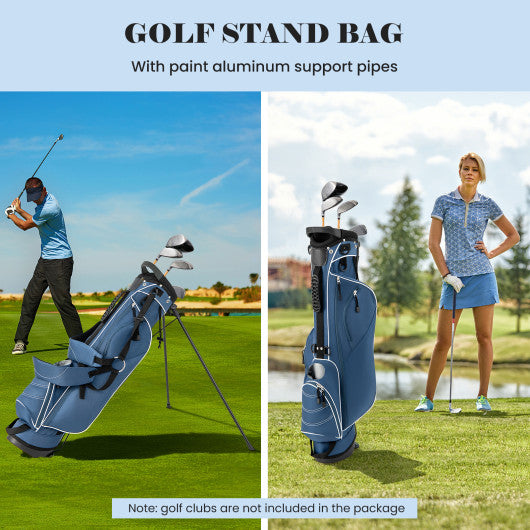 Golf Stand Cart Bag with 4 Way Divider Carry Organizer Pockets-Blue - Set Shop and Smile