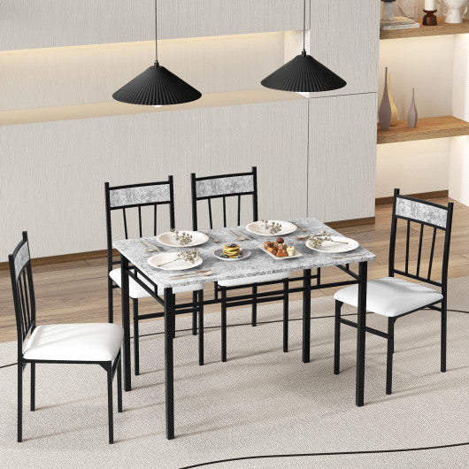 5 Pieces Faux Marble Dining Set Table - Set Shop and Smile