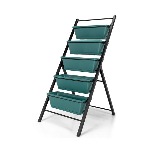 5-tier Vertical Garden Planter Box Elevated Raised Bed with 5 Container-Green - Set Shop and Smile