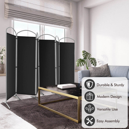 6 Feet 6-Panels Freestanding Folding Privacy Screen-Brown