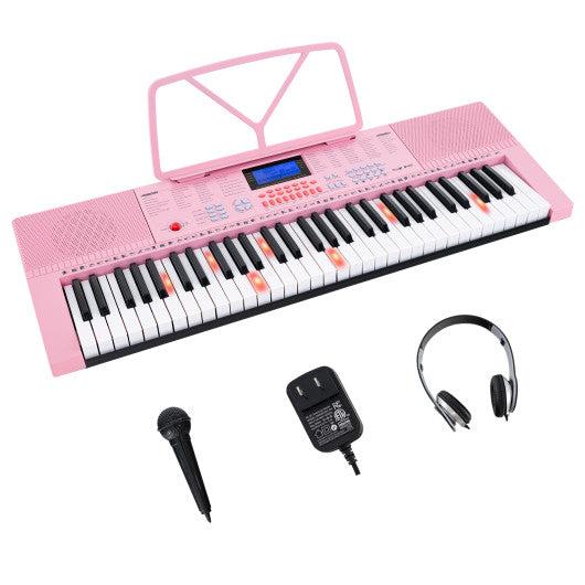 61-Key Electric Piano Keyboard for Beginner-Pink - Set Shop and Smile