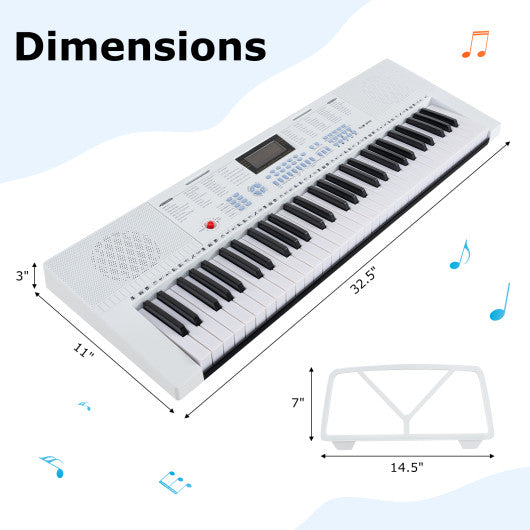 61-Key Electric Piano Keyboard for Beginner-White - Set Shop and Smile