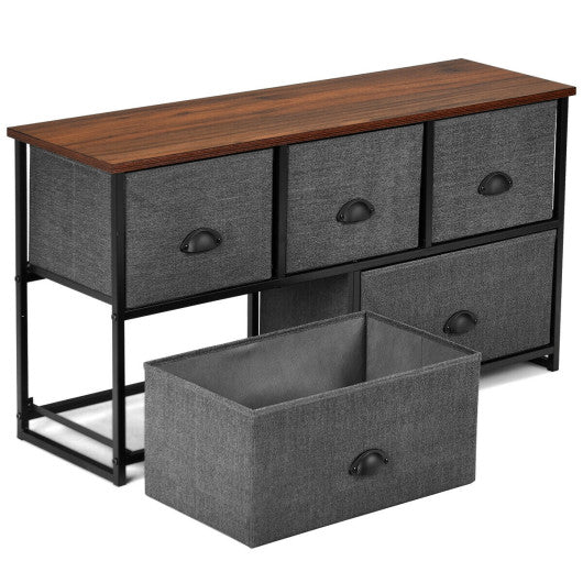 Wood Dresser Storage Unit Side Table Display Organizer-Black - Set Shop and Smile
