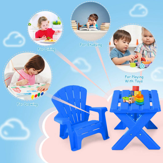 3-Piece Plastic Children Play Table Chair Set-Red - Set Shop and Smile