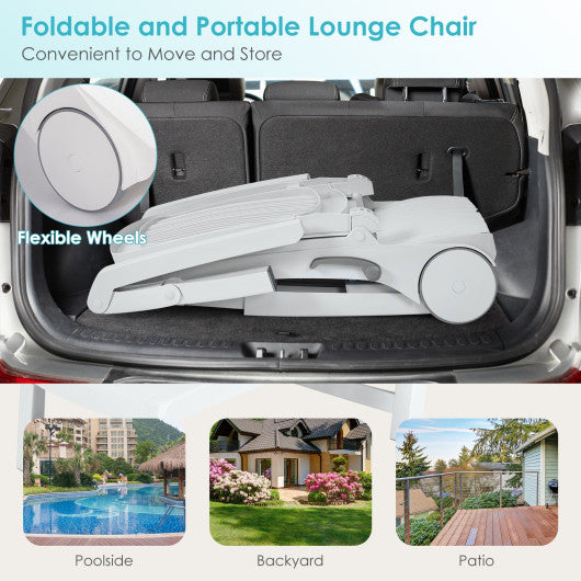 Adjustable Patio Sun Lounger with Weather Resistant Wheels-Black - Set Shop and Smile