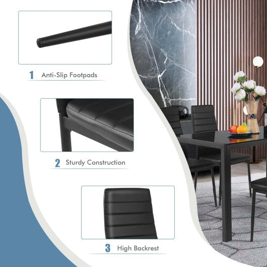 4 Pieces Modern Leather Dinning Chairs Set with Metal Frame - Set Shop and Smile