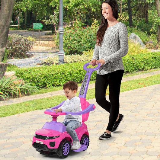 Honey Joy 3 in 1 Ride on Push Car Toddler Stroller Sliding Car with Music-Pink - Set Shop and Smile
